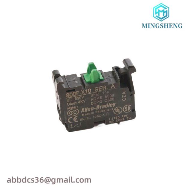 Brand 800F-X10 Contact Block, 22.5mm, Plastic, 1 NO - Industrial Control Solution